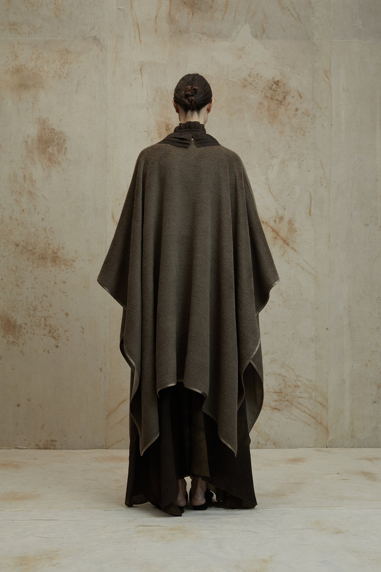 Alpaca Wool Botanical Dyed Silk Lined Poncho Coat