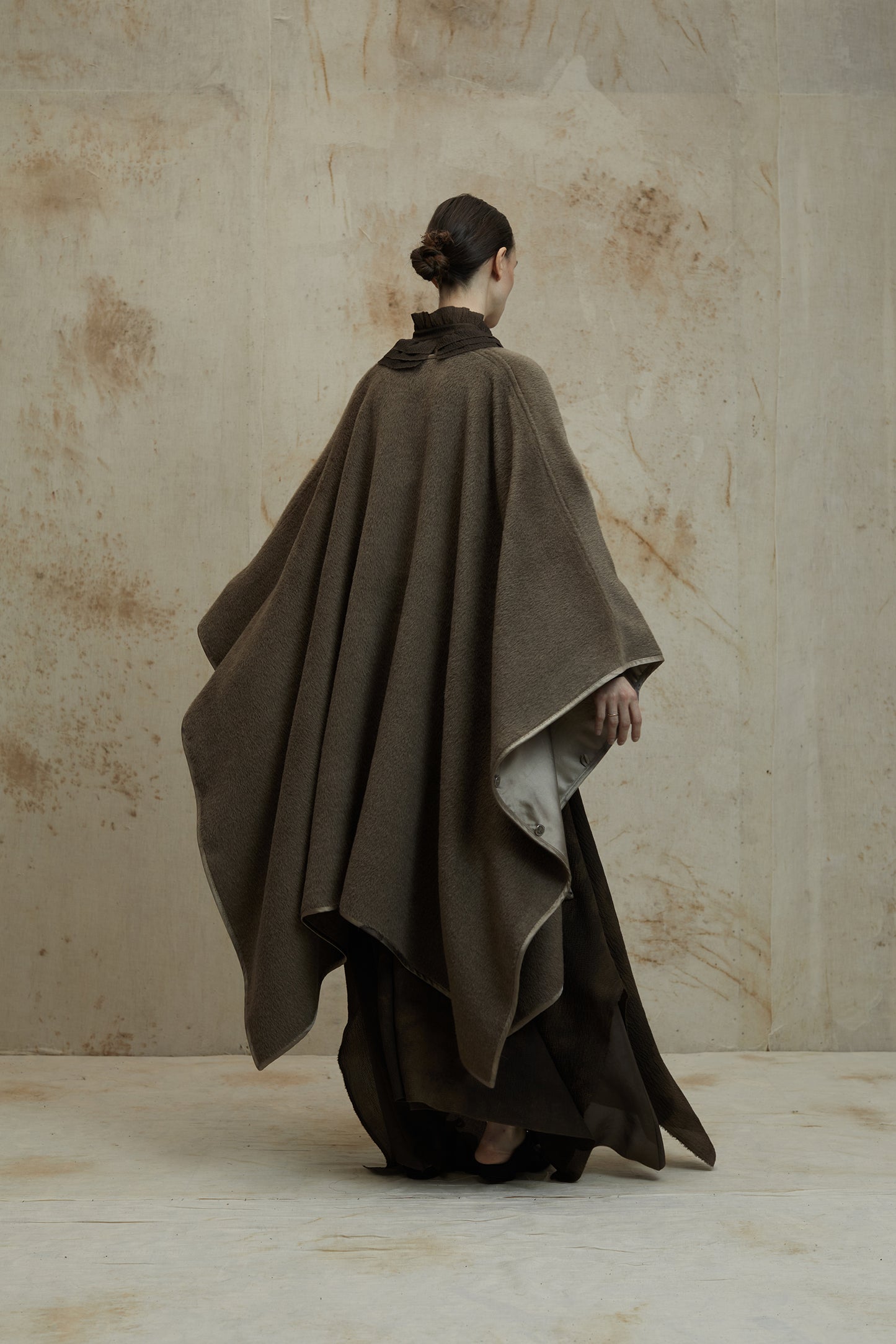 Alpaca Wool Botanical Dyed Silk Lined Poncho Coat