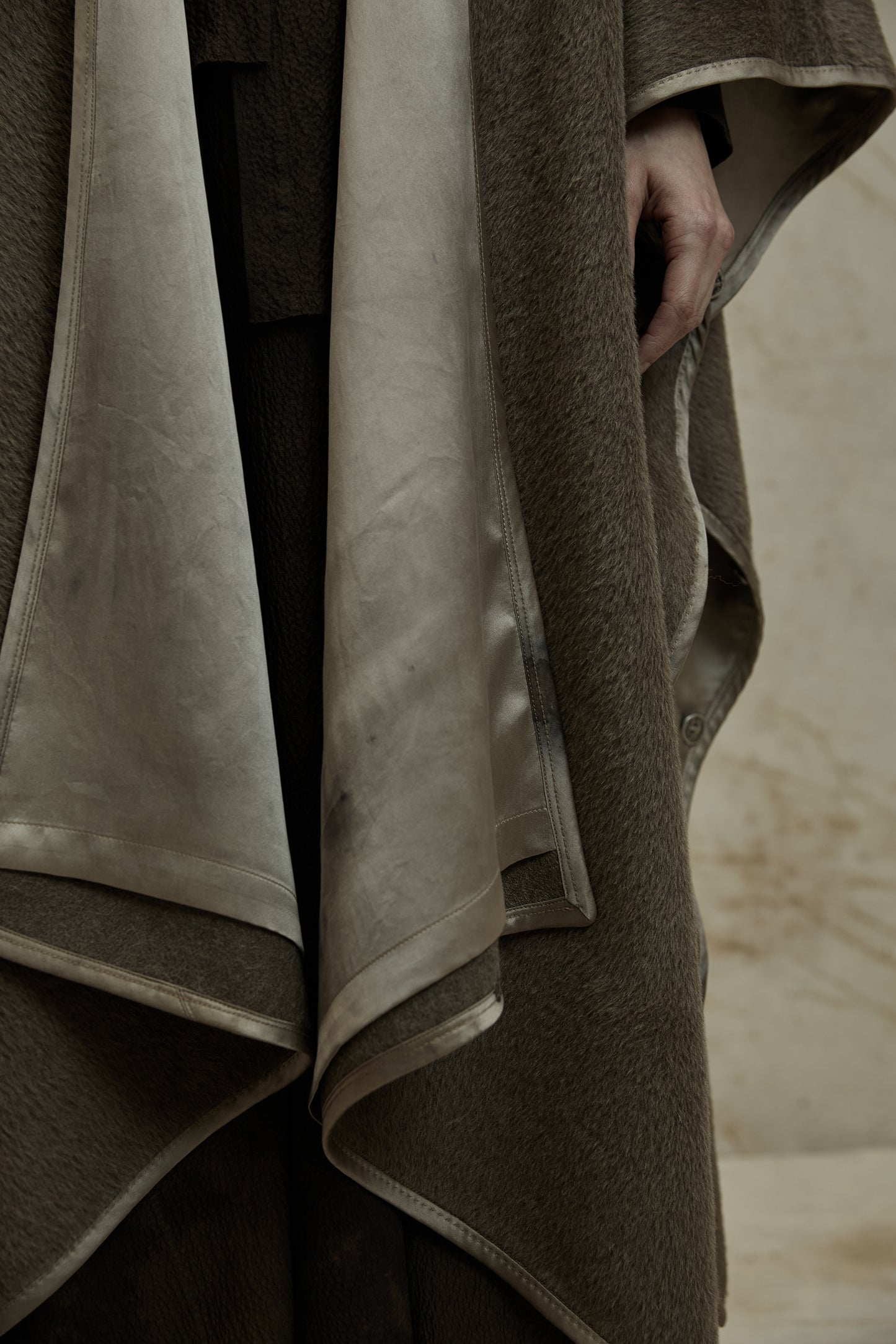 Alpaca Wool Botanical Dyed Silk Lined Poncho Coat