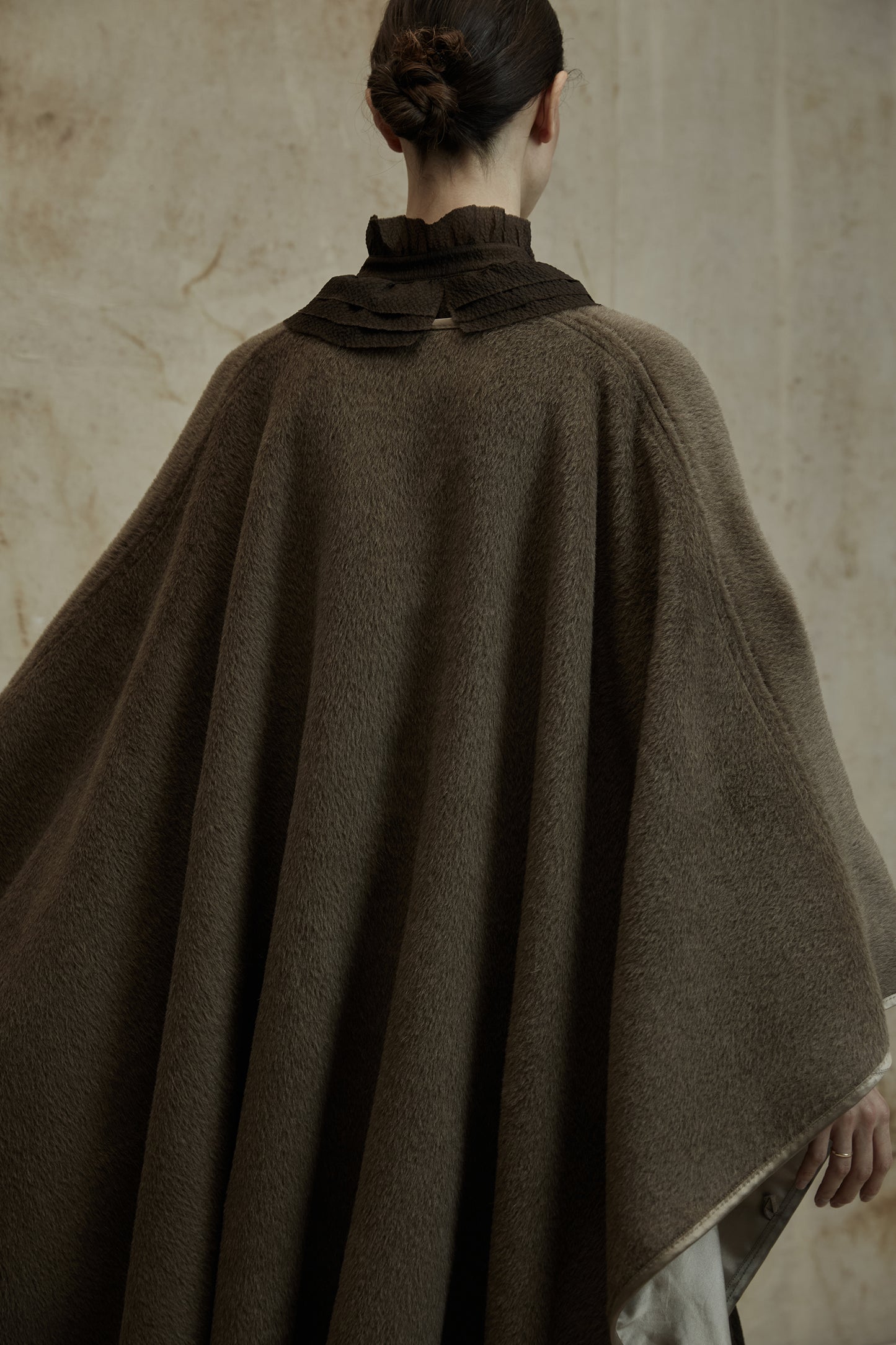 Alpaca Wool Botanical Dyed Silk Lined Poncho Coat