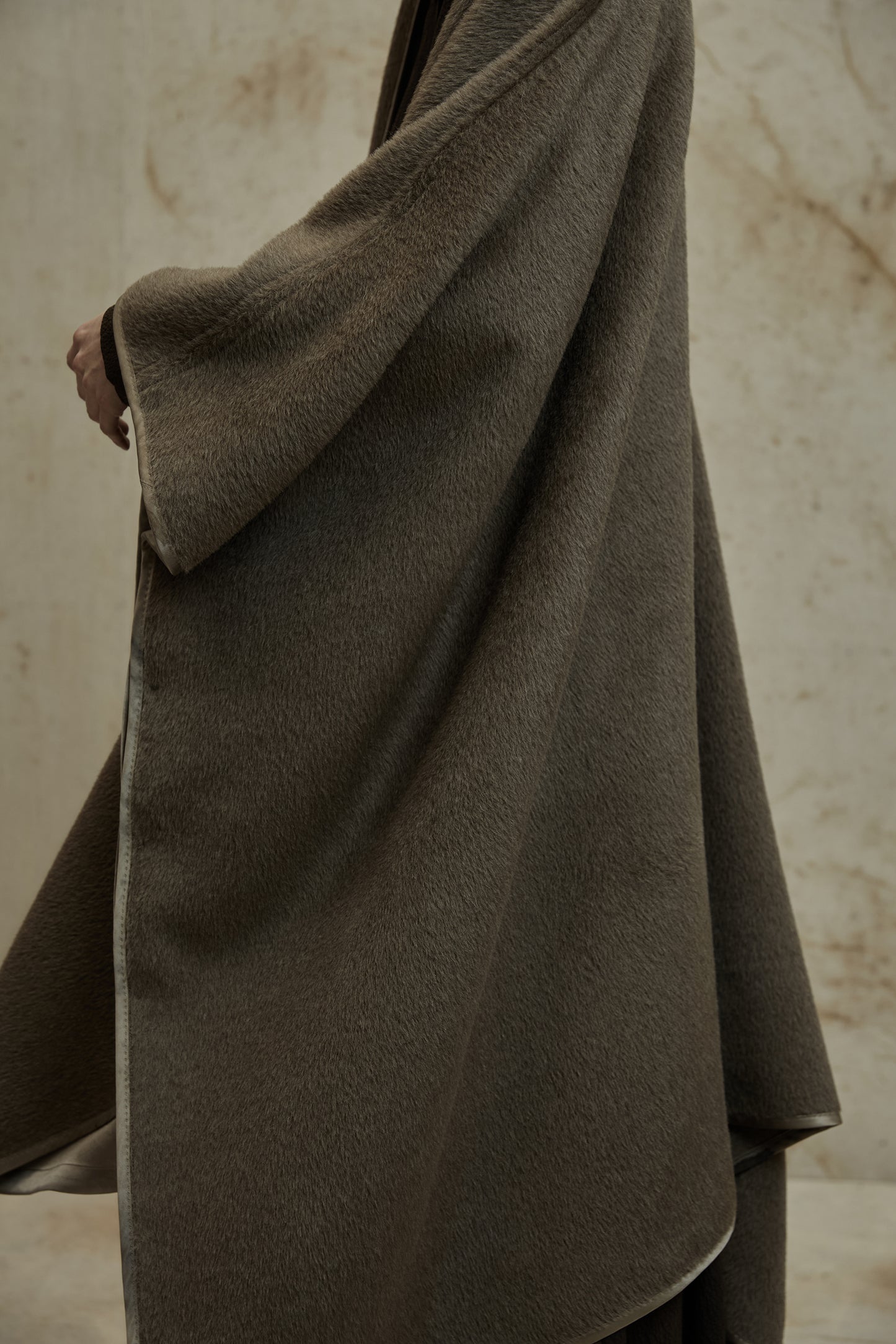 Alpaca Wool Botanical Dyed Silk Lined Poncho Coat