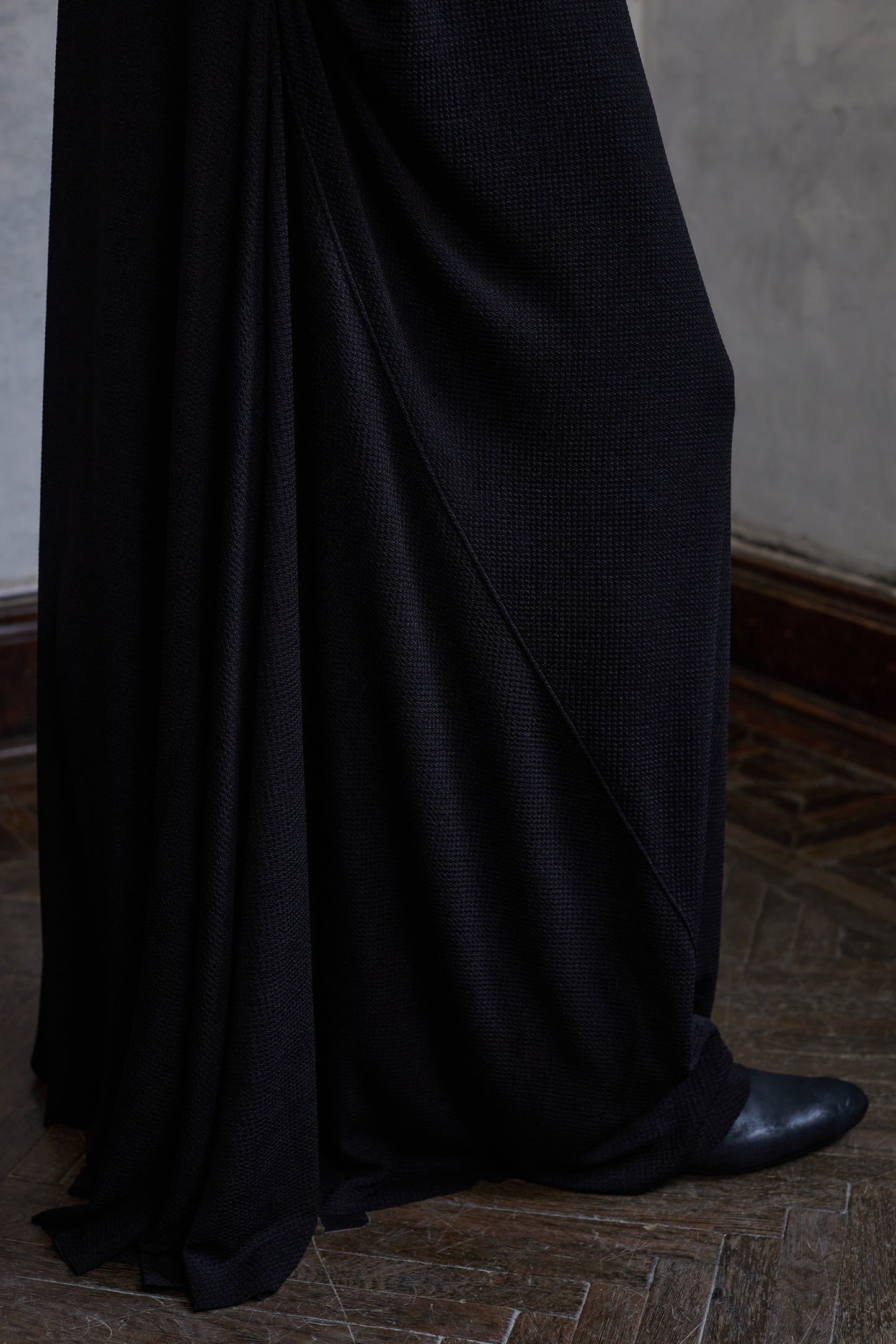 Black Textured Knit Twist Cami Dress
