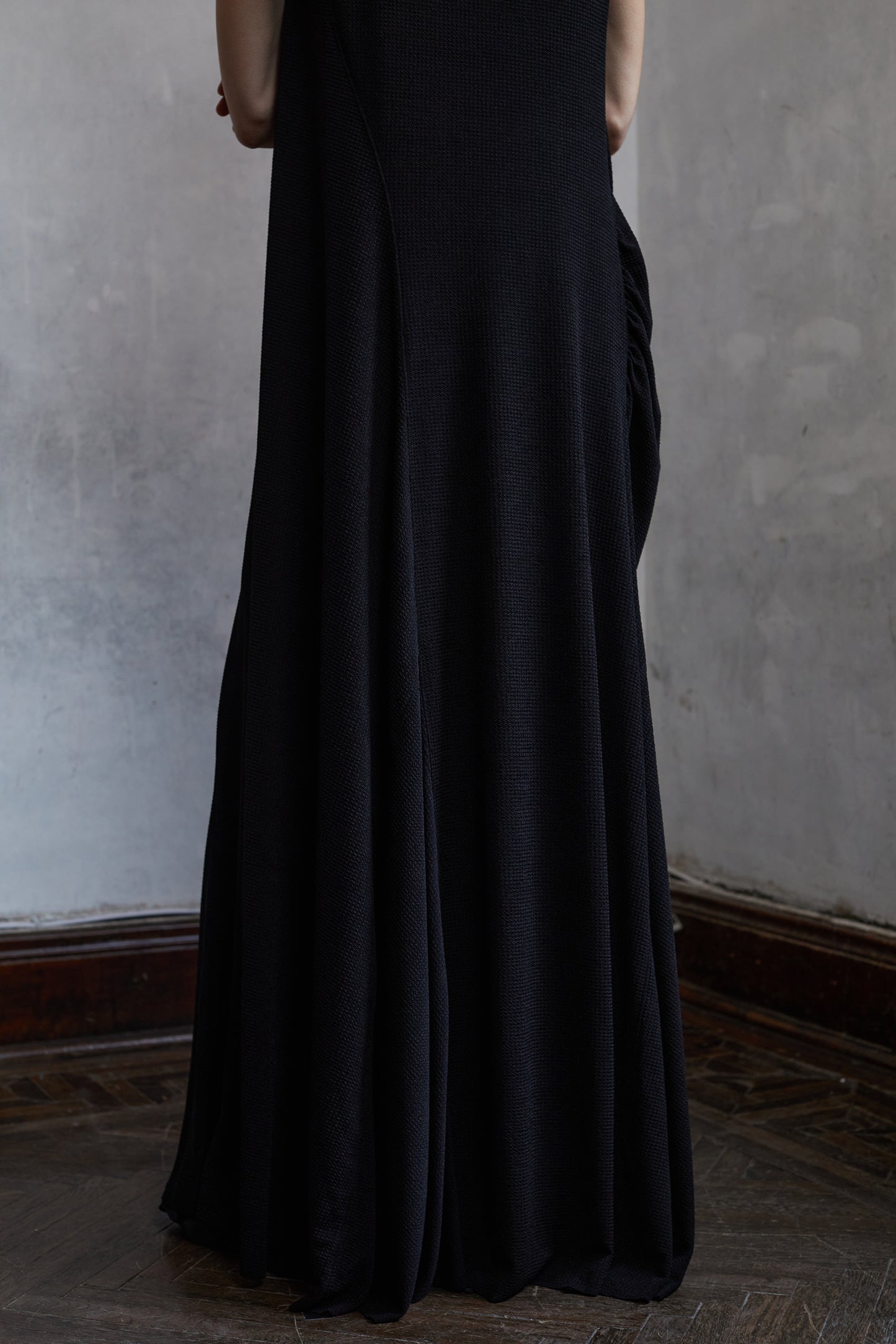 Black Textured Knit Twist Cami Dress