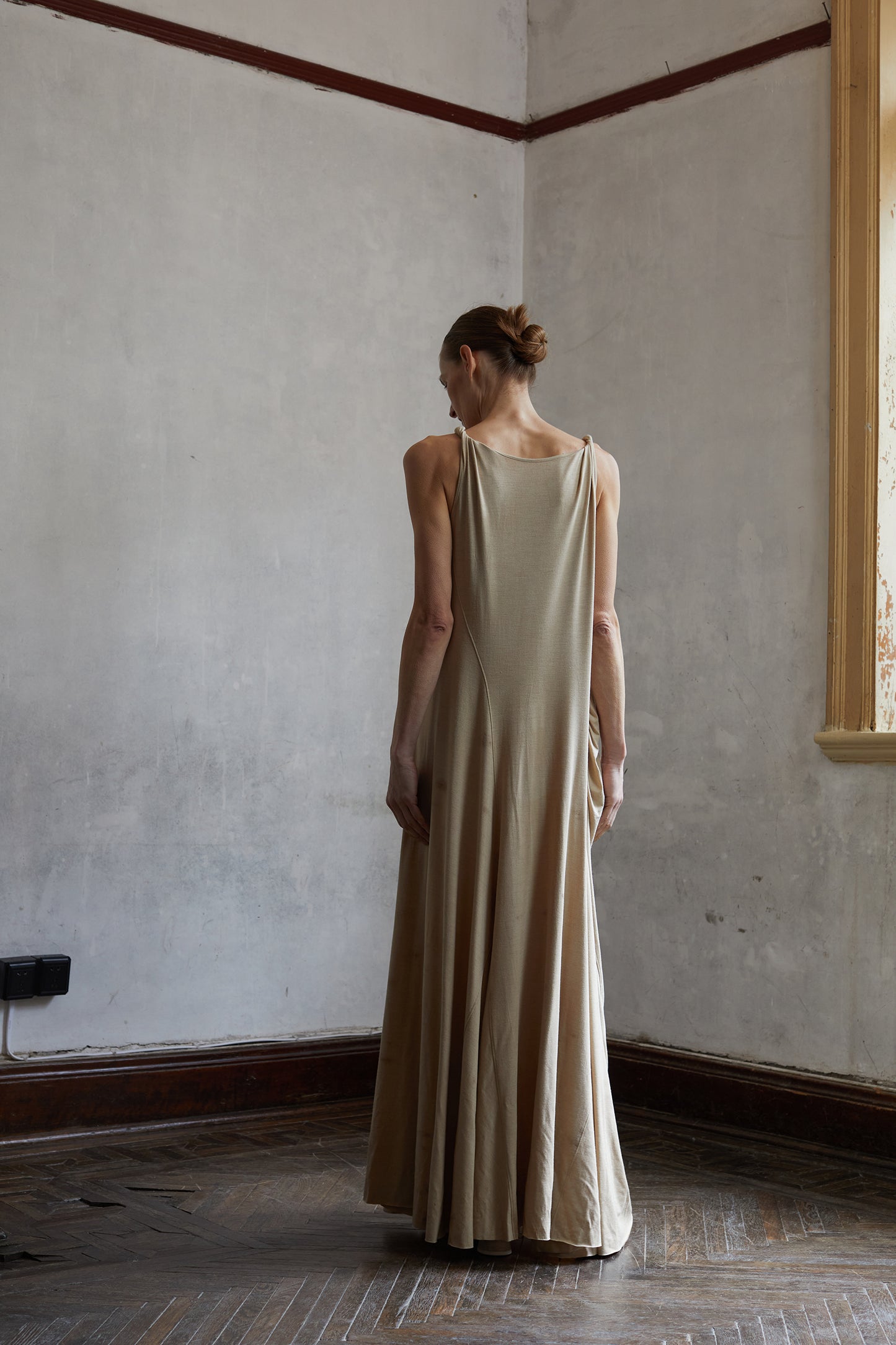 Quercus sericea, vegetable dyed, knitted twisted camisole dress