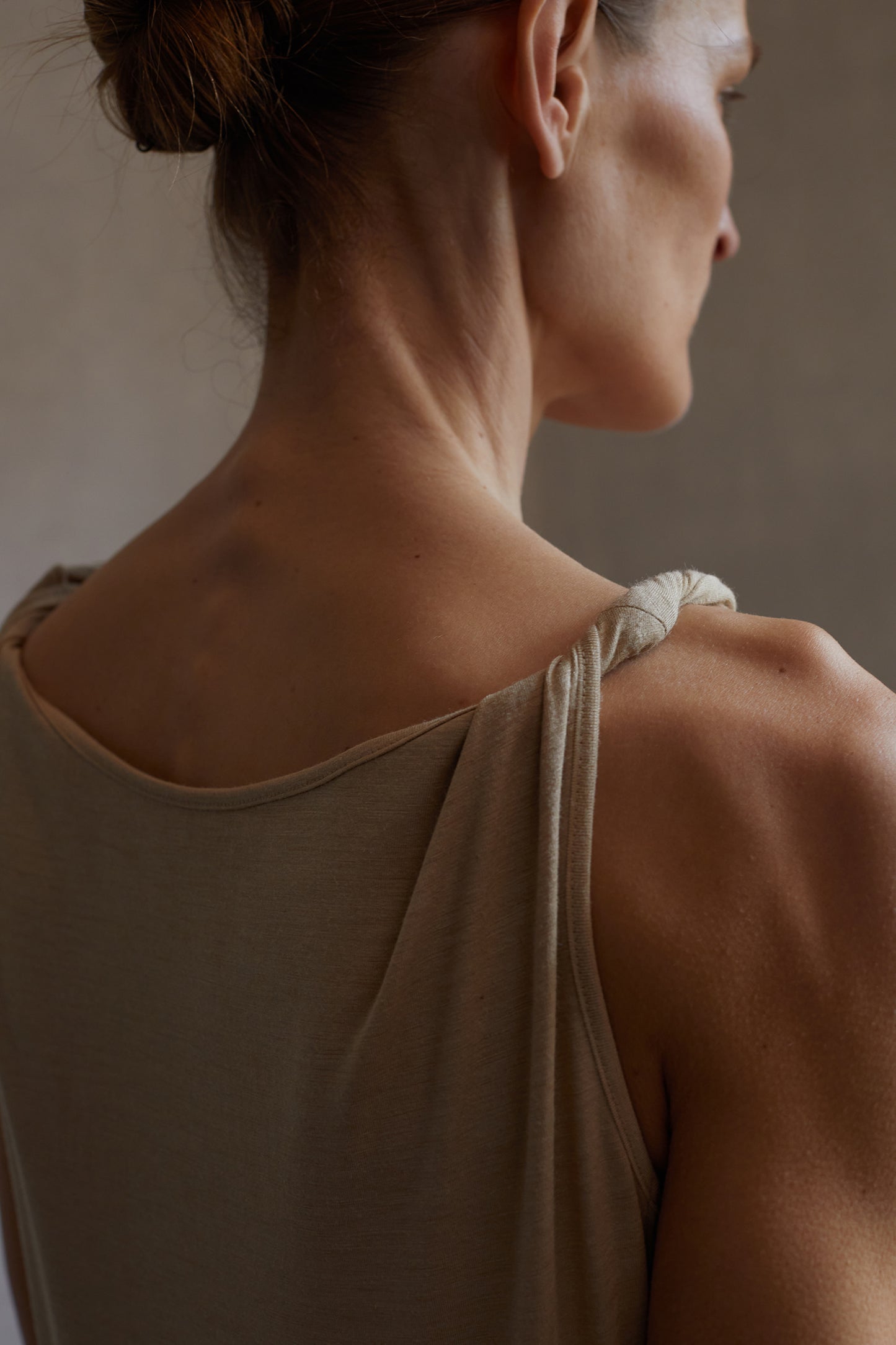 Quercus sericea, vegetable dyed, knitted twisted camisole dress