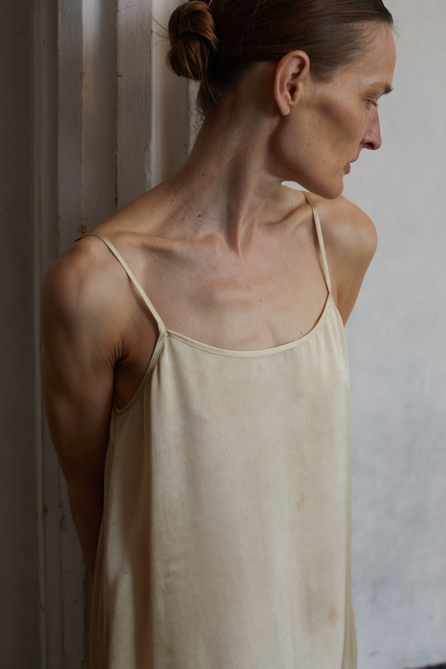 Tea Dyed Botanical Dyed Silk Halter Long Dress