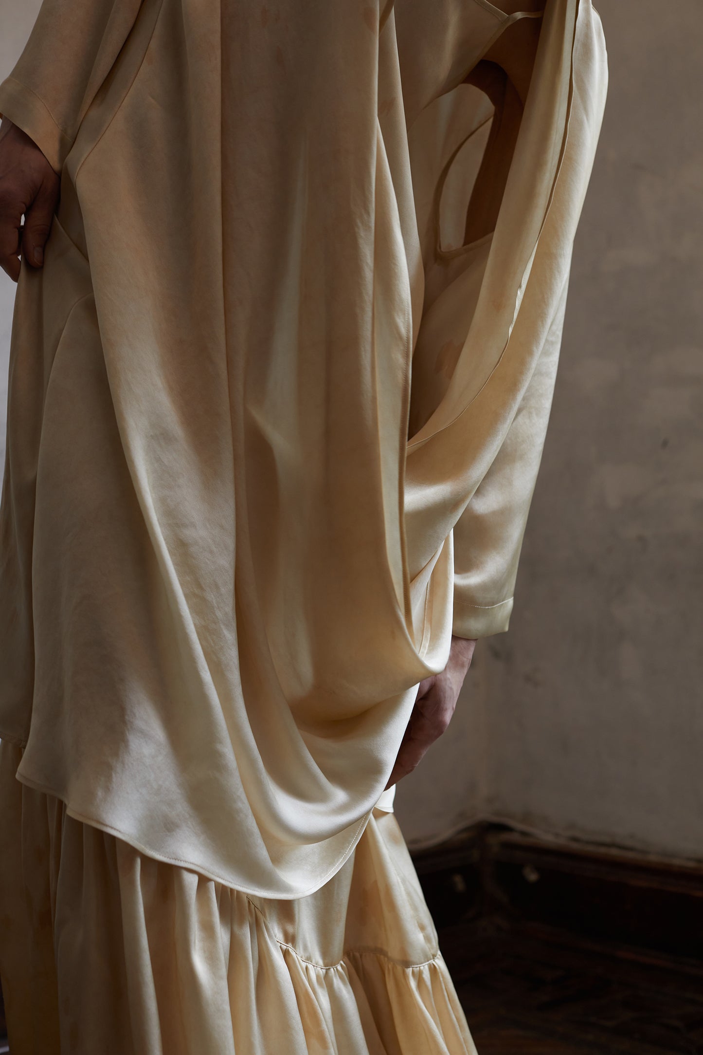 Tea Dyeing Plant Dyeing Silk Irregular Flowing Jacket