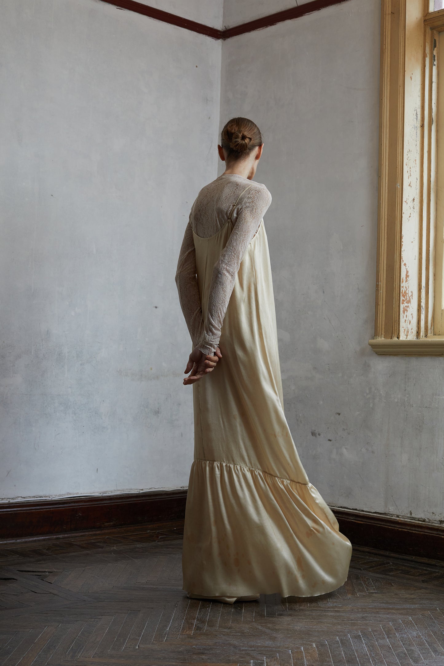 Tea Dyed Botanical Dyed Silk Halter Long Dress