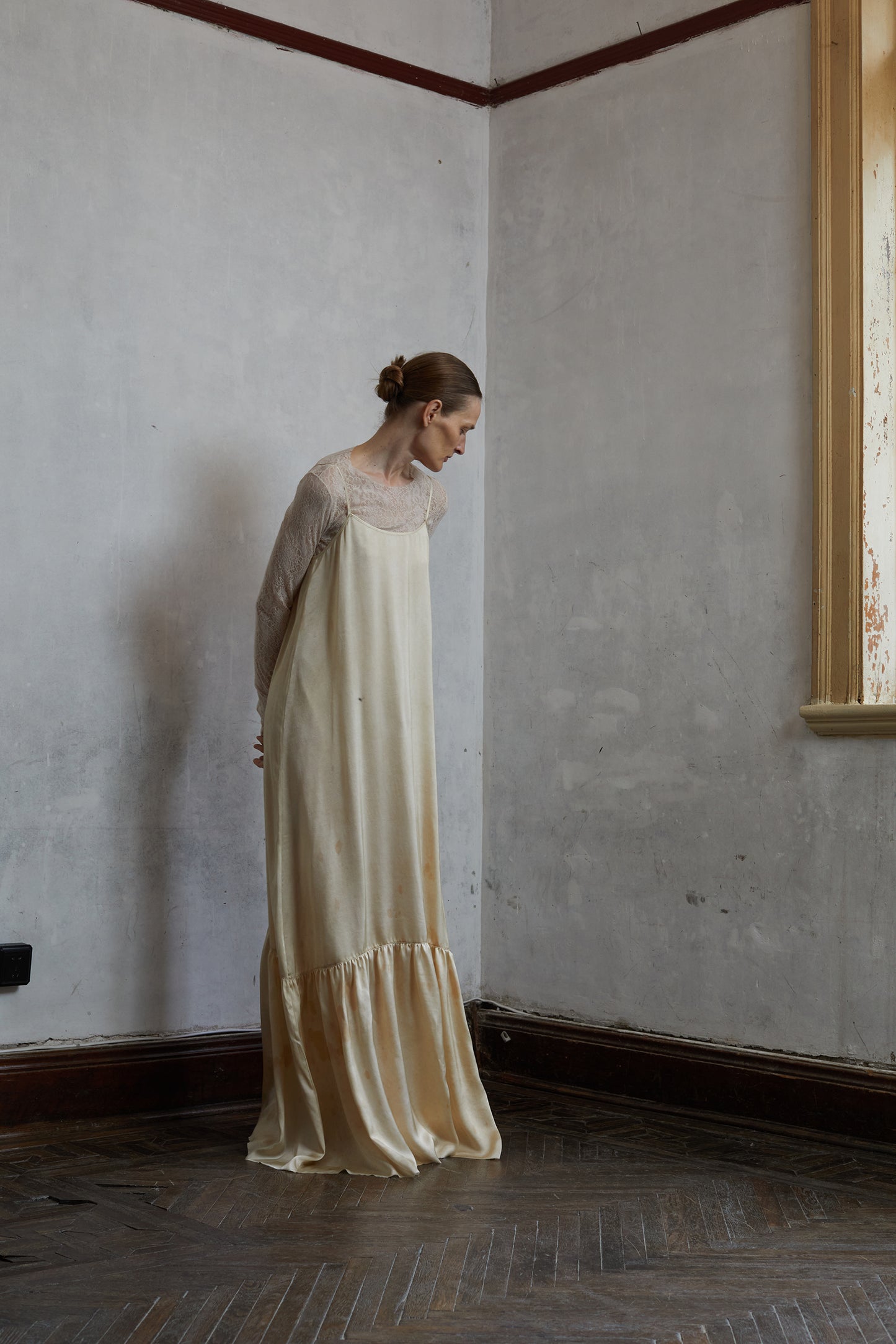 Tea Dyed Botanical Dyed Silk Halter Long Dress