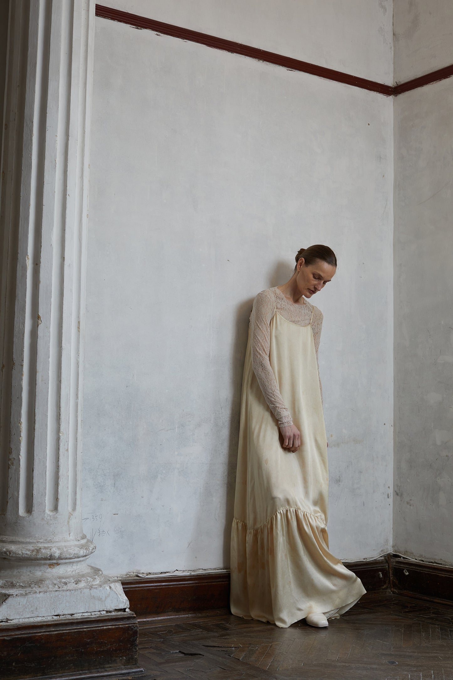 Tea Dyed Botanical Dyed Silk Halter Long Dress