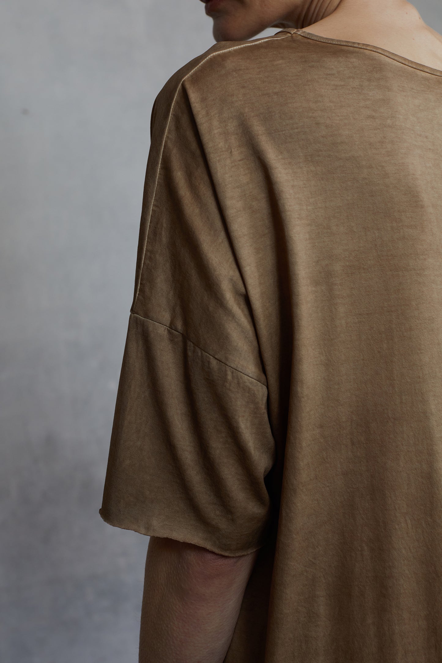 Dirty Dyed Mulberry Silk Knit Shape Long T-Shirt