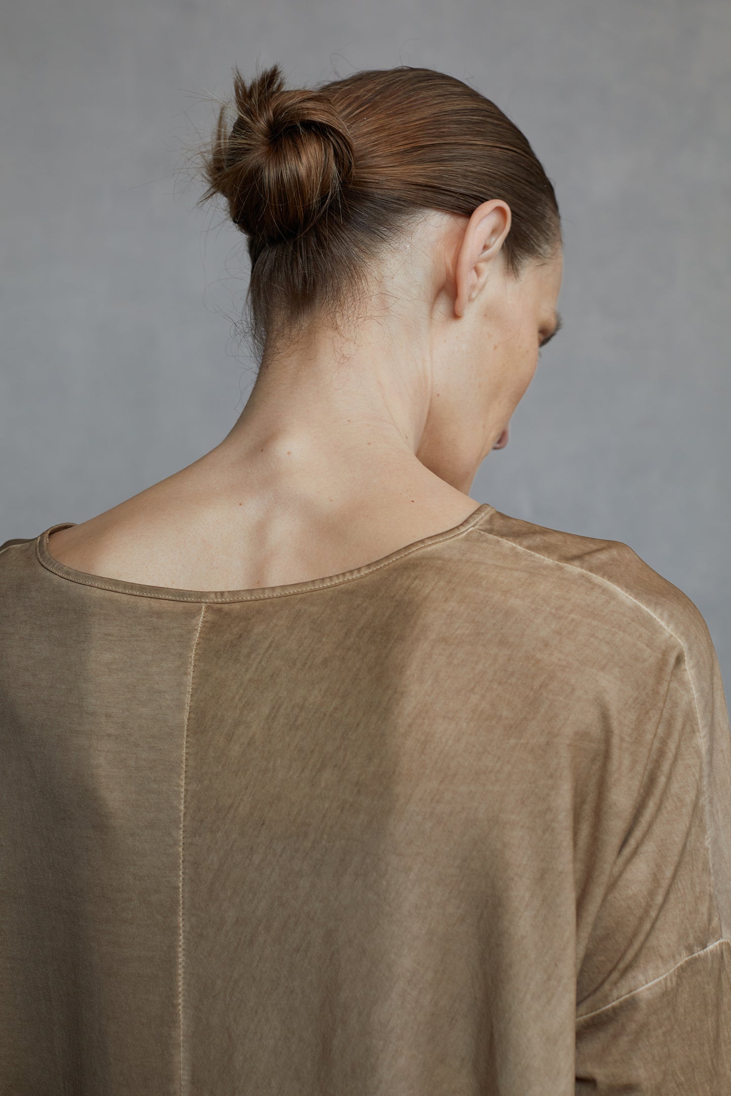 Dirty Dyed Mulberry Silk Knit Shape Long T-Shirt