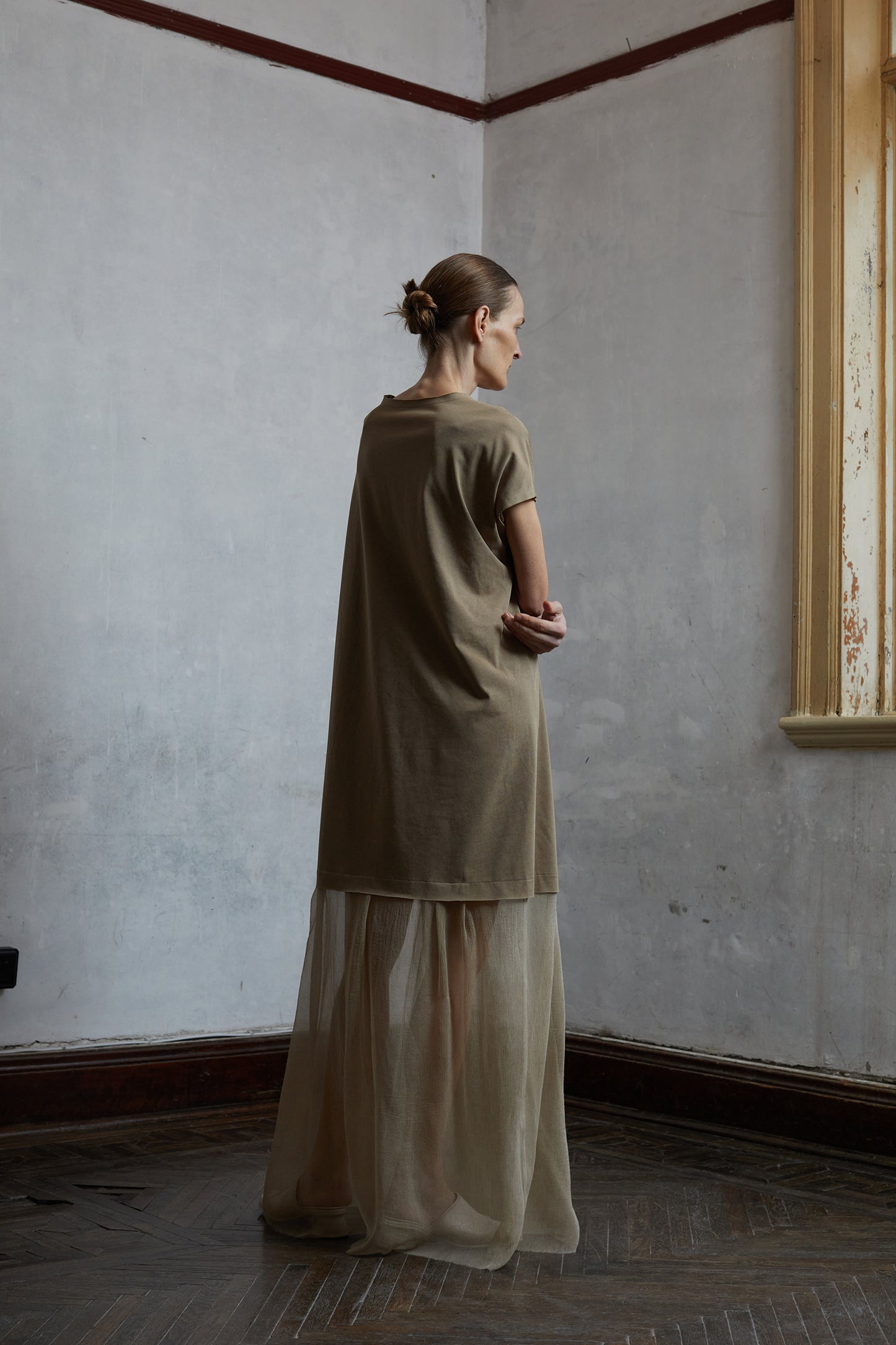 Dyed Knit Patchwork Mulberry Silk Dress