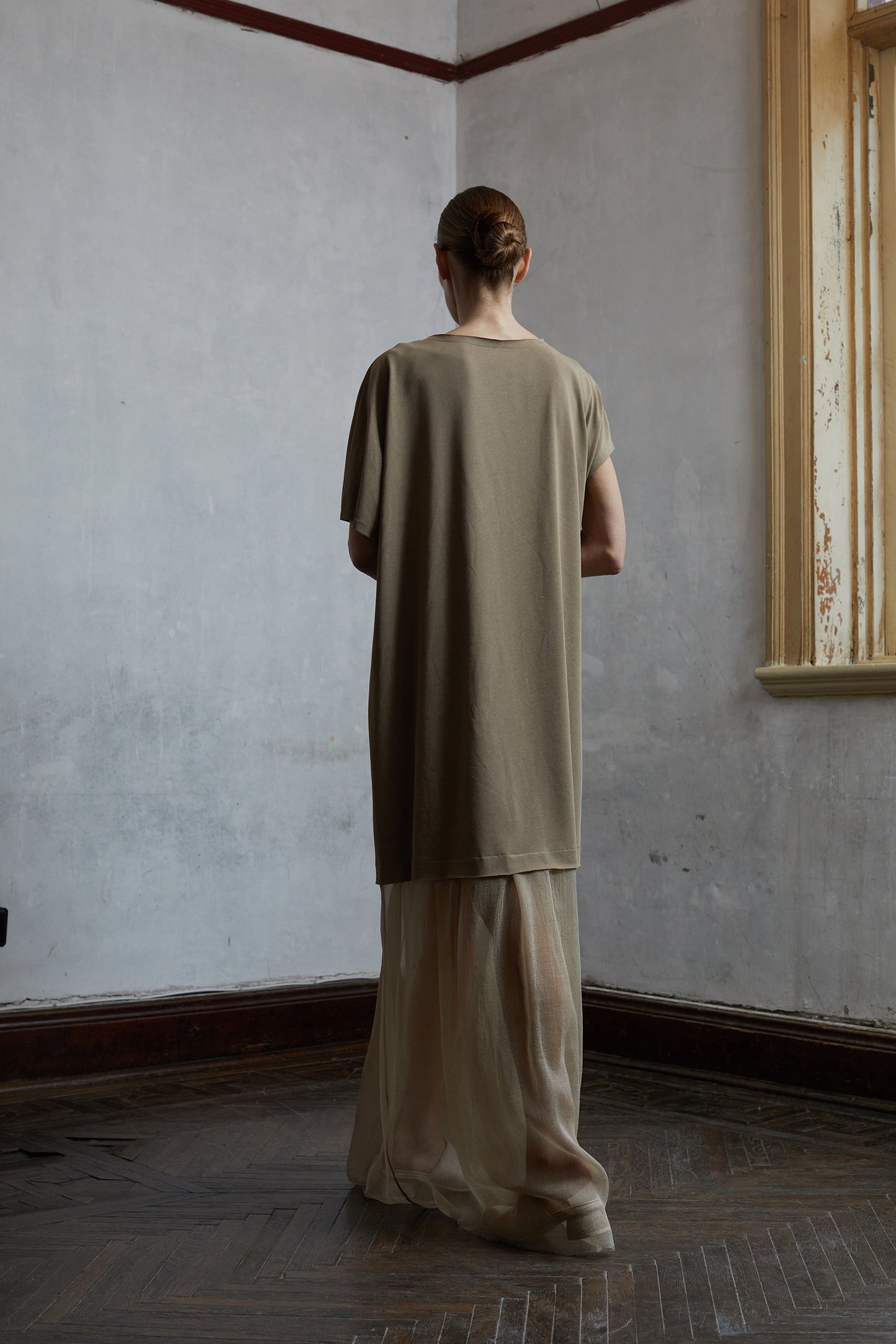 Dyed Knit Patchwork Mulberry Silk Dress
