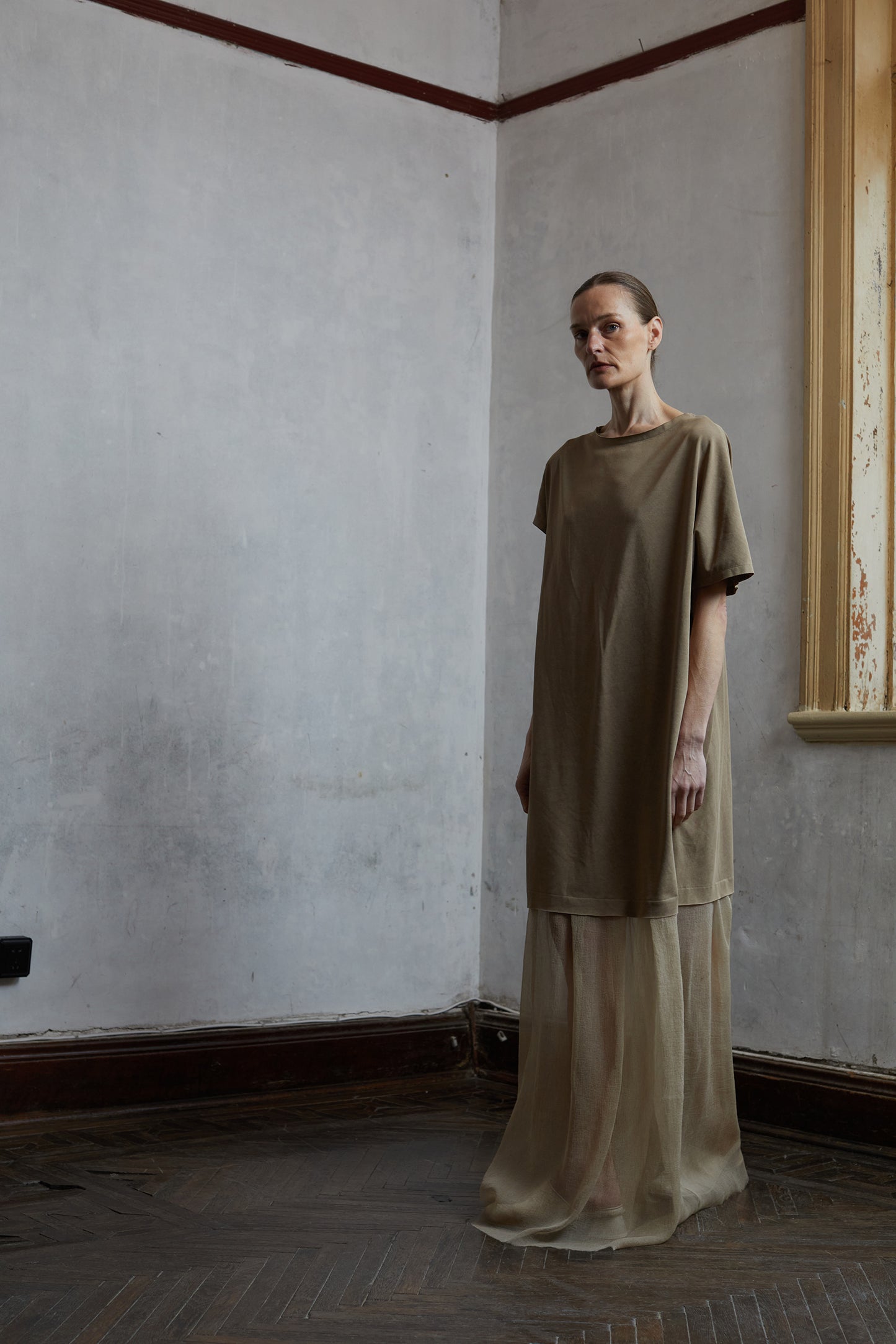 Dyed Knit Patchwork Mulberry Silk Dress