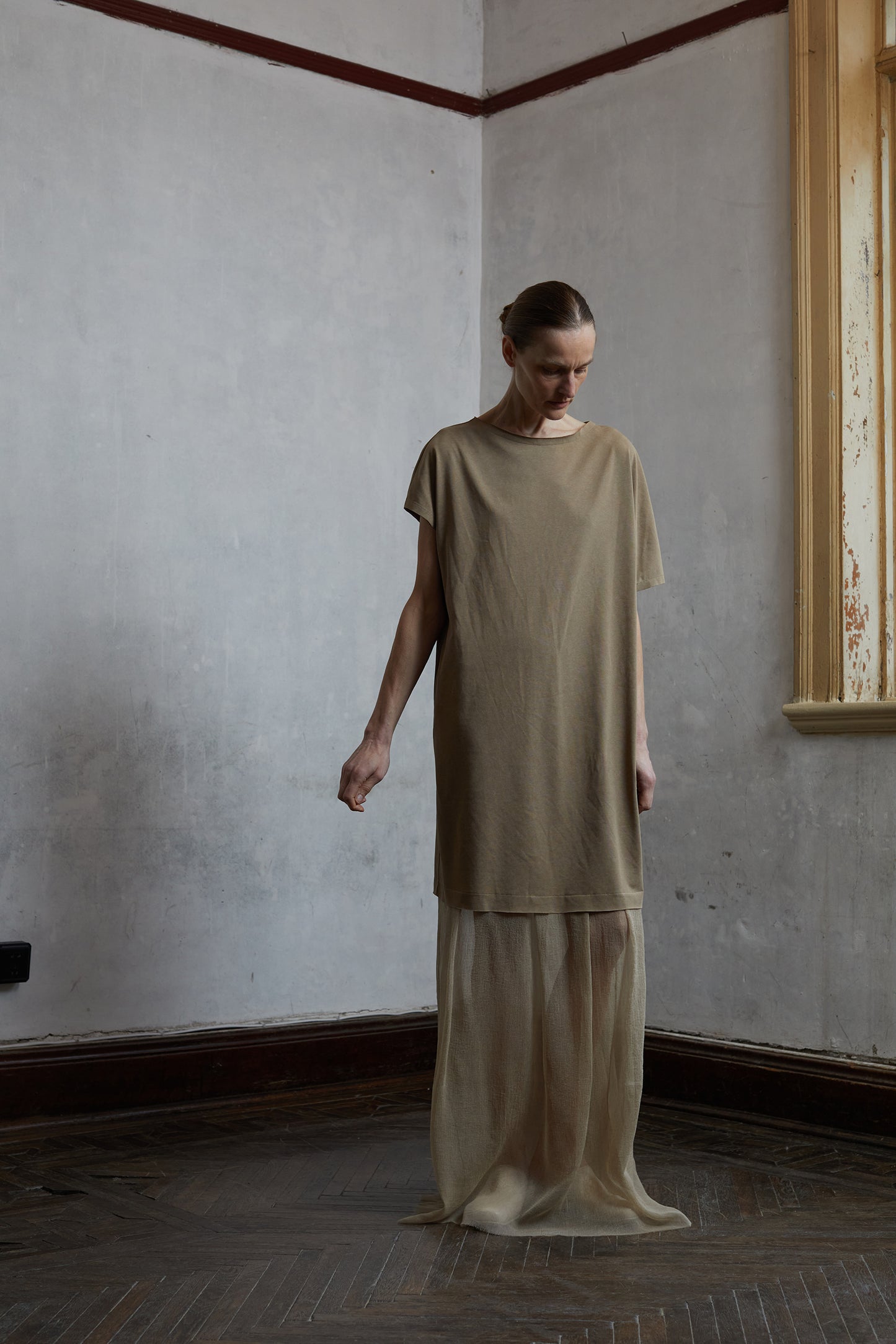 Dyed Knit Patchwork Mulberry Silk Dress