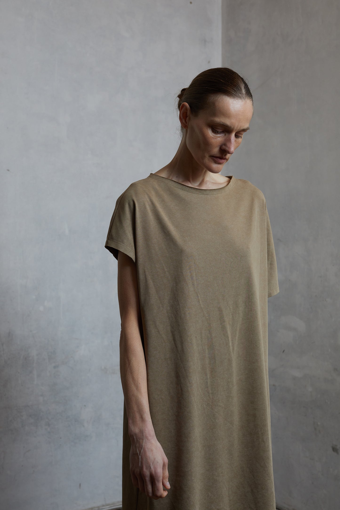 Dyed Knit Patchwork Mulberry Silk Dress