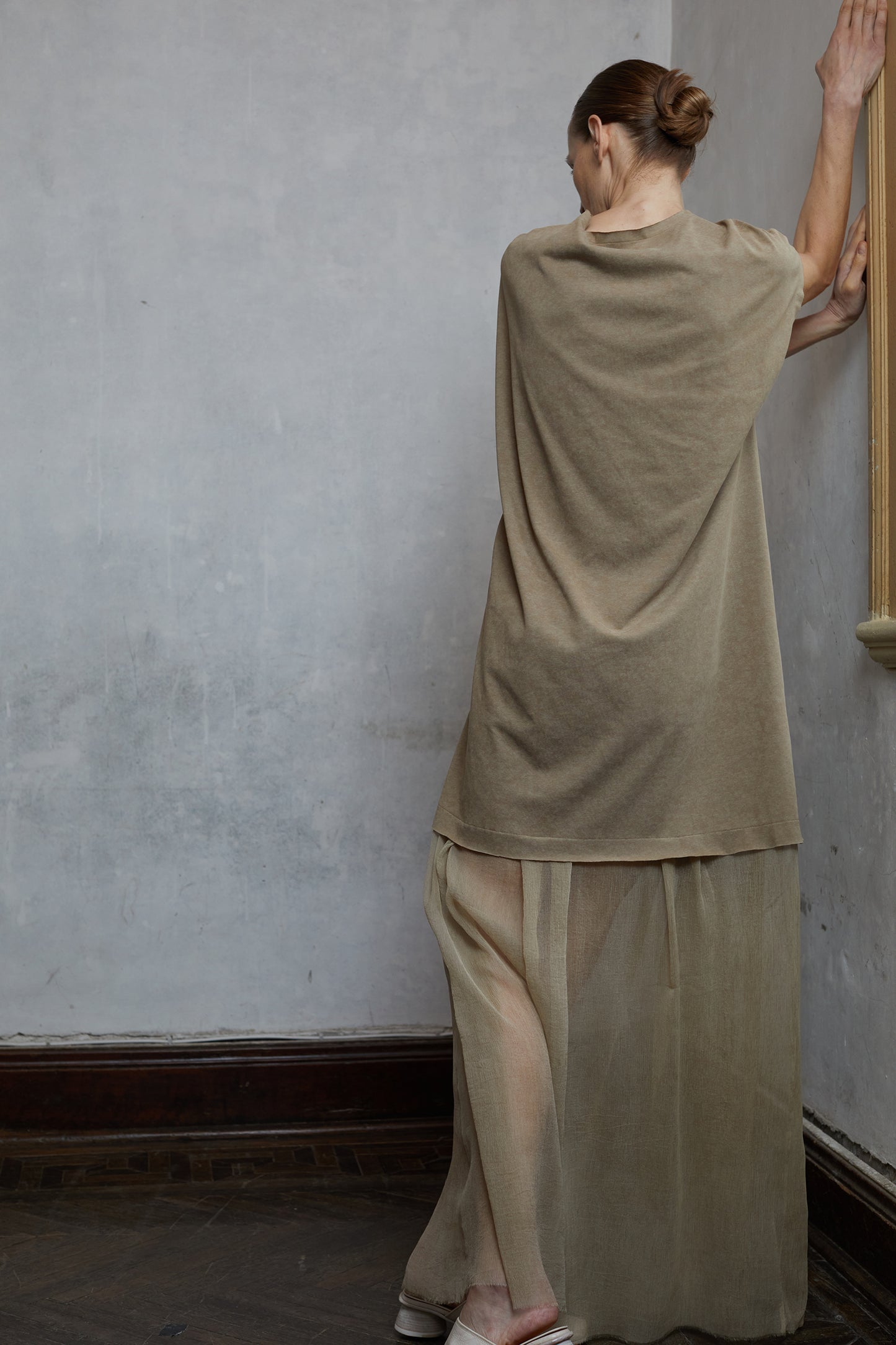 Dyed Knit Patchwork Mulberry Silk Dress