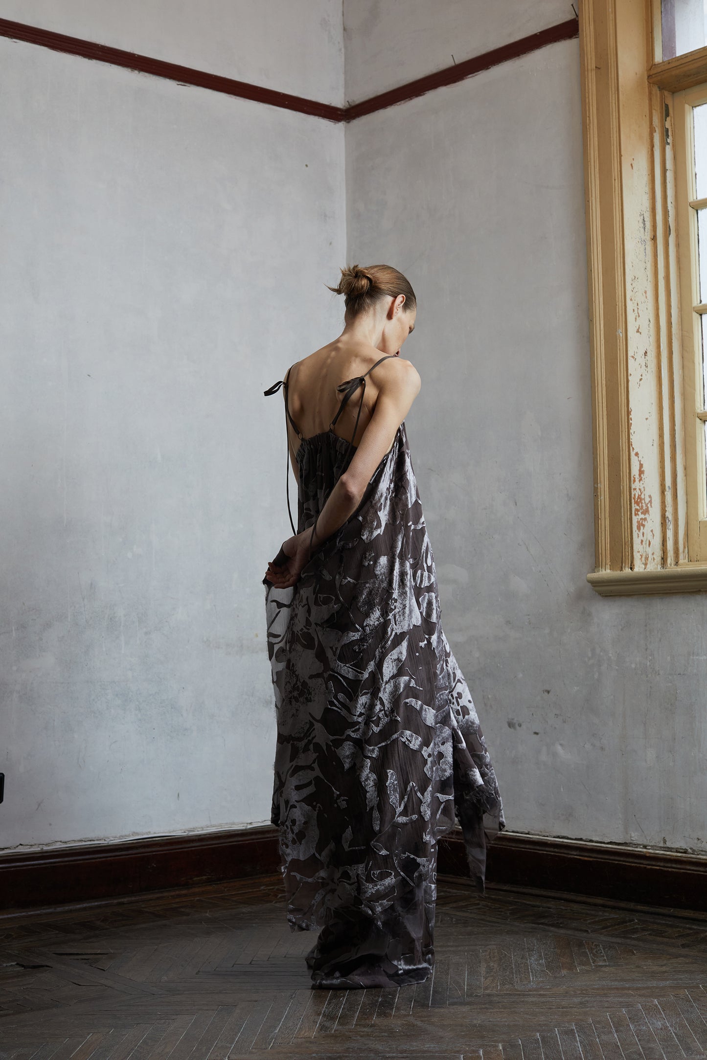 Silk Organza Burnout Layered Camisole Skirt and Pants Set