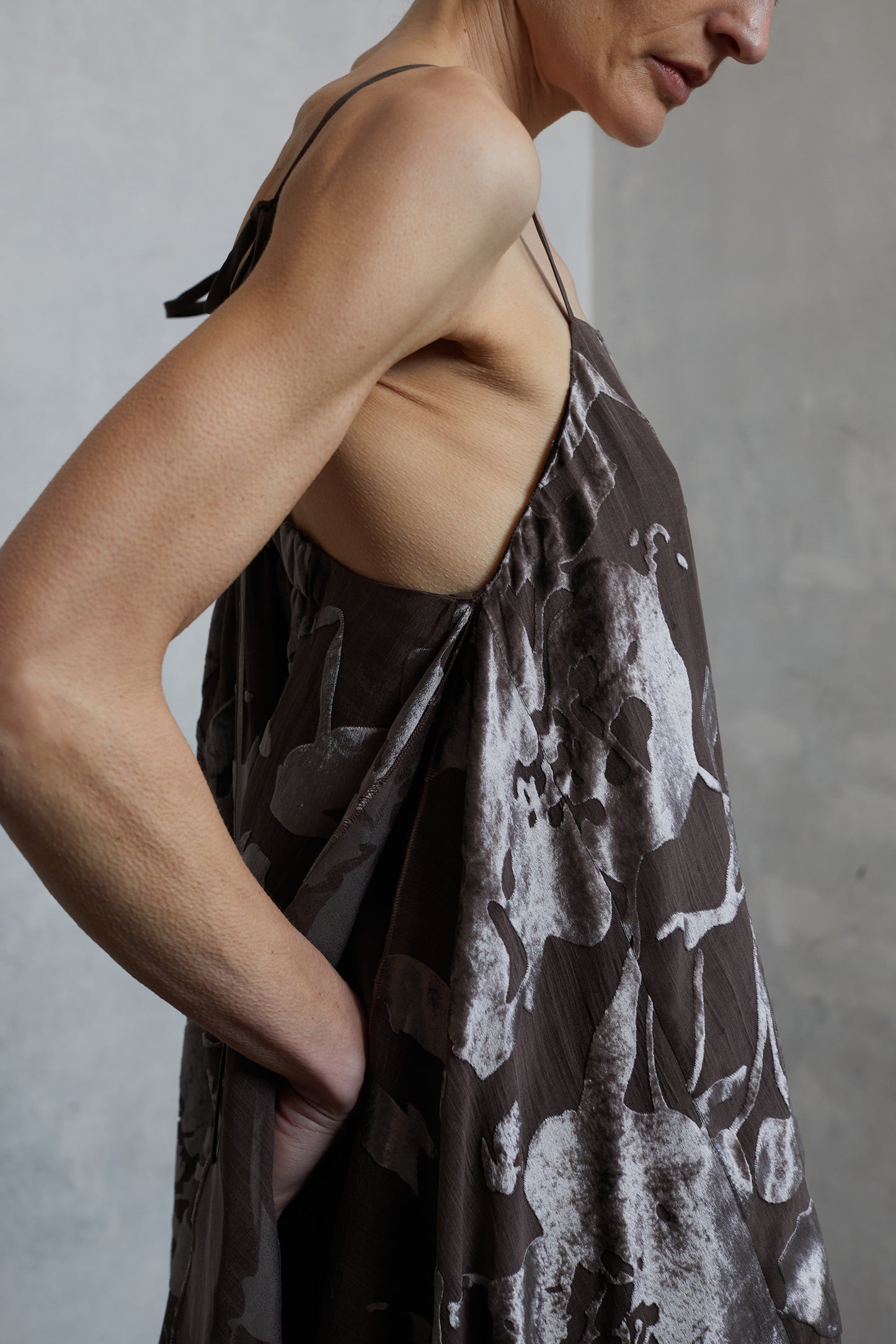 Silk Organza Burnout Layered Camisole Skirt and Pants Set