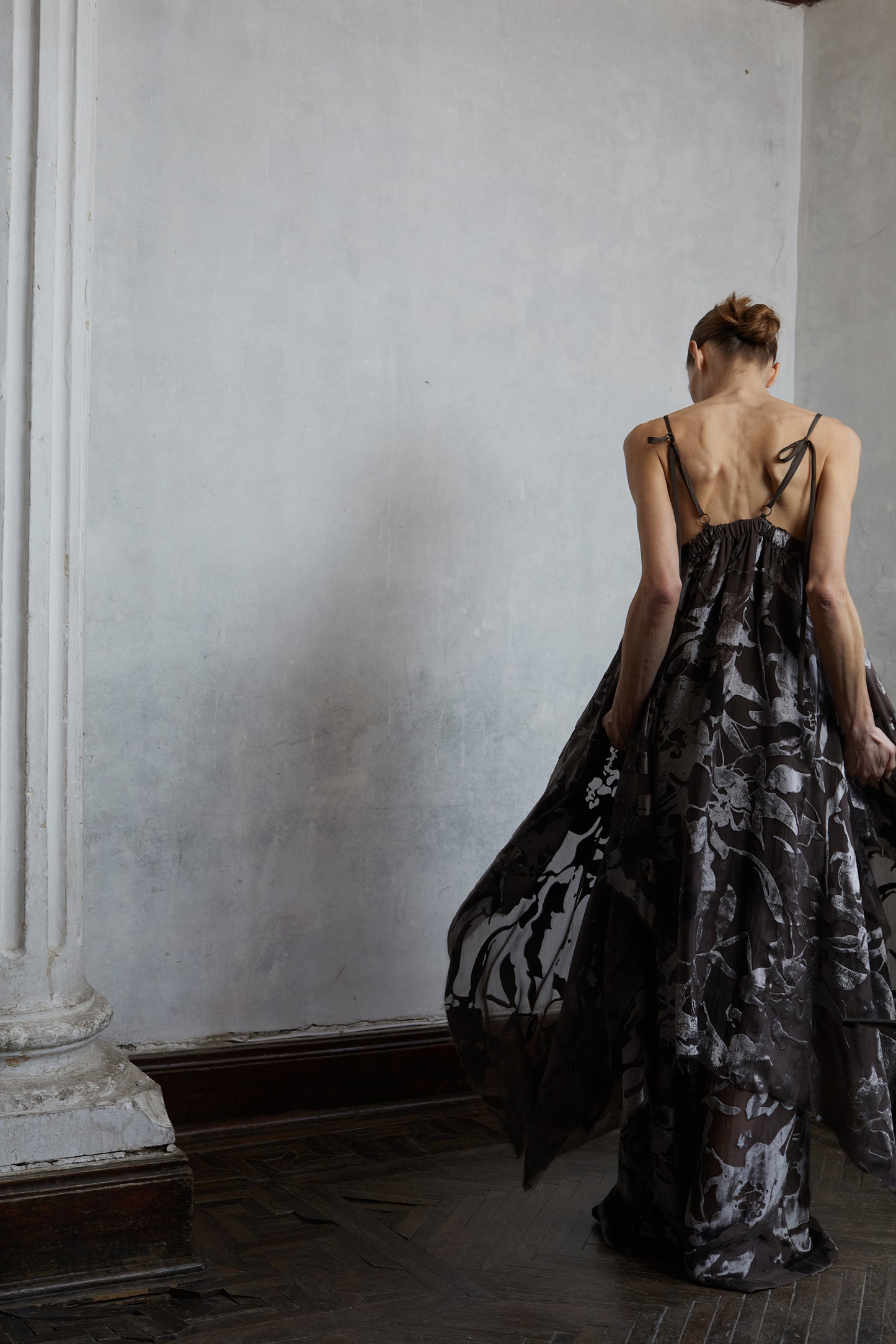 Silk Organza Burnout Layered Camisole Skirt and Pants Set