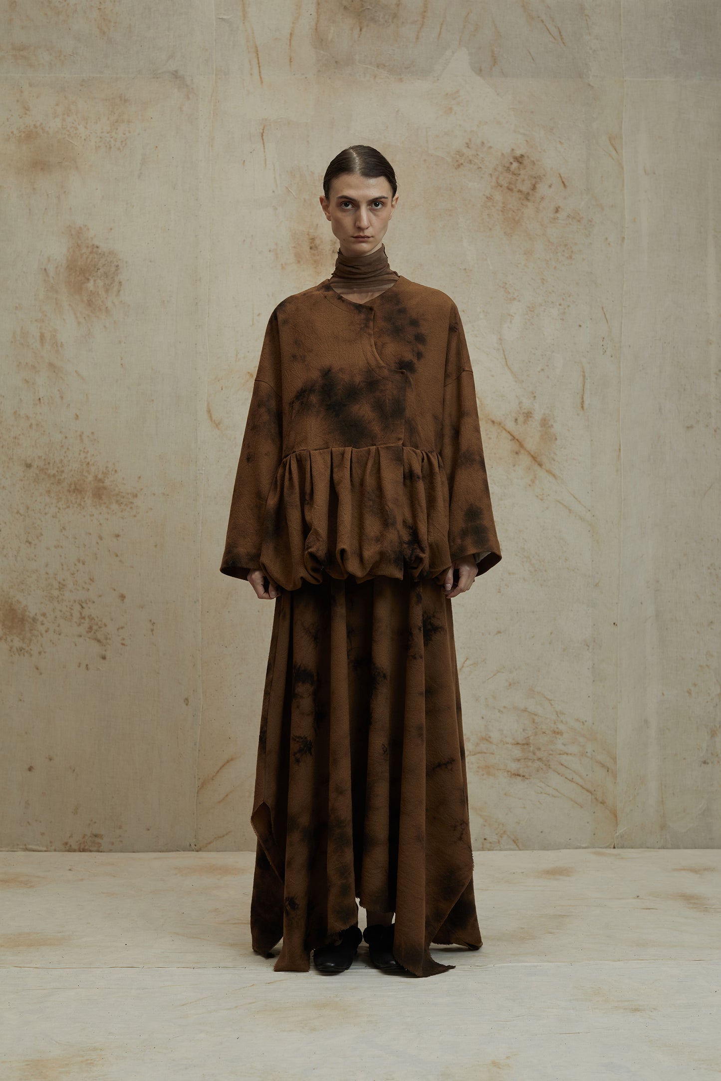 Dyed Wool Short Pod Jacket Skirt Set