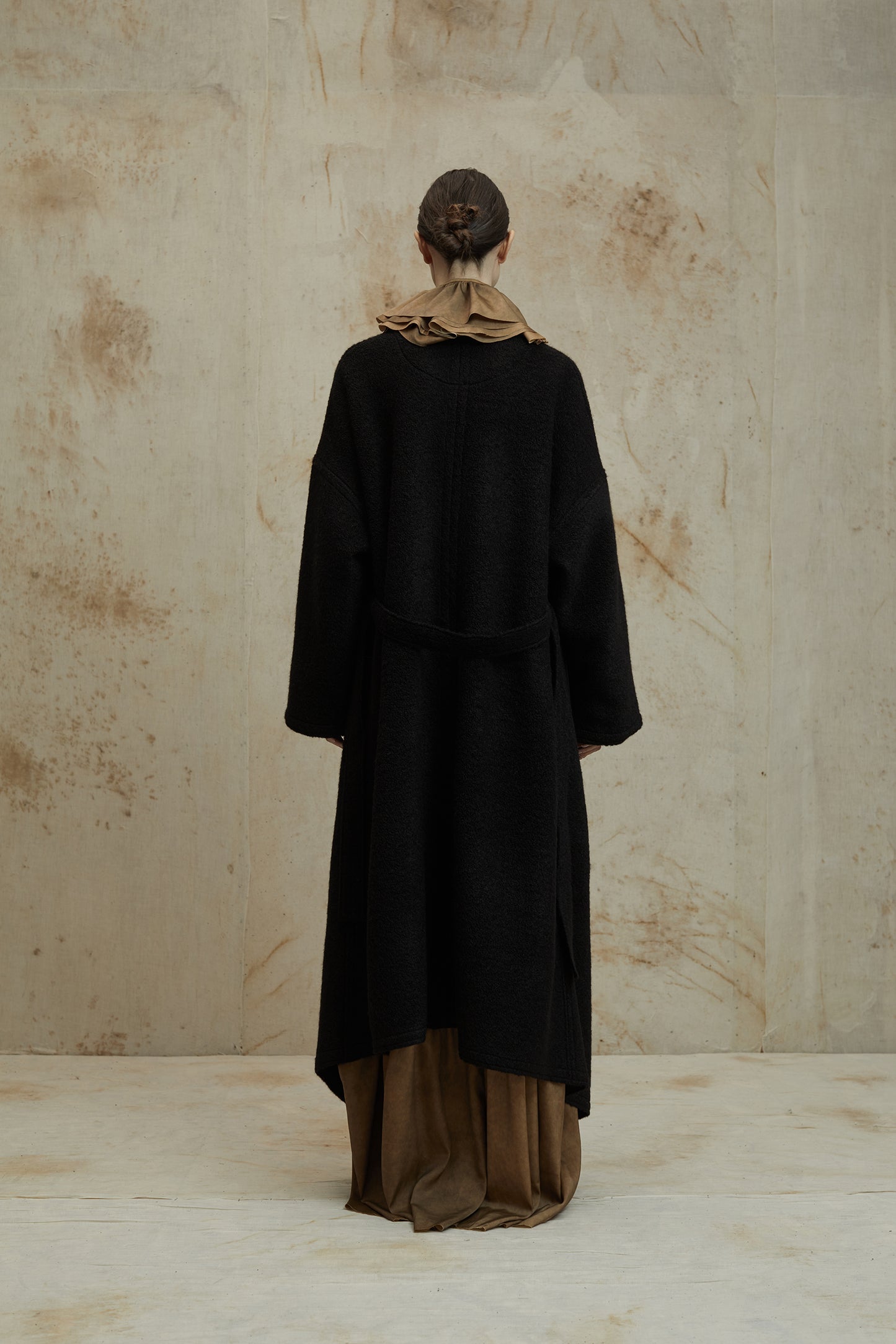 Black Alpaca Wool Loop Coat