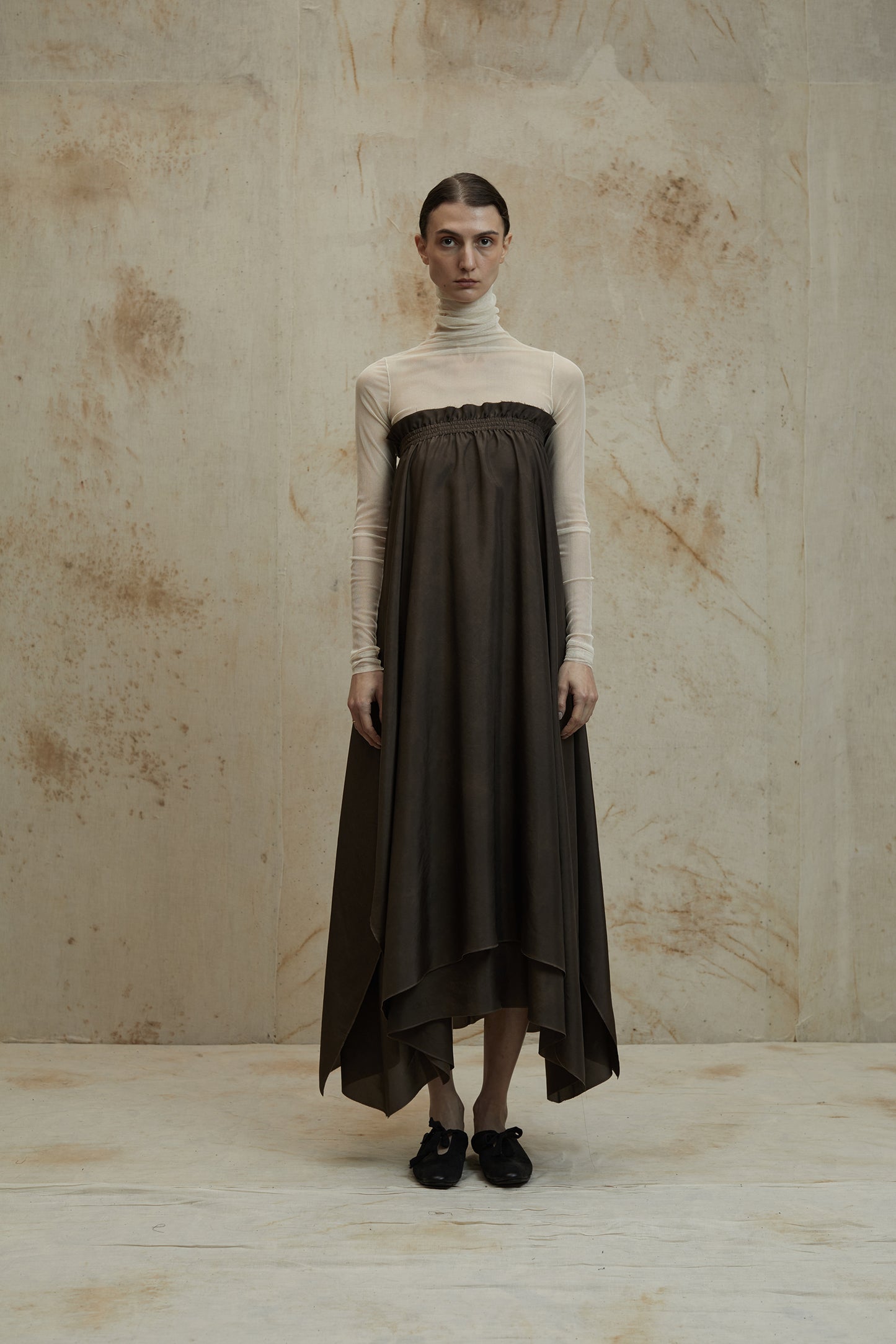 High Neck Mesh Bottom Shirt