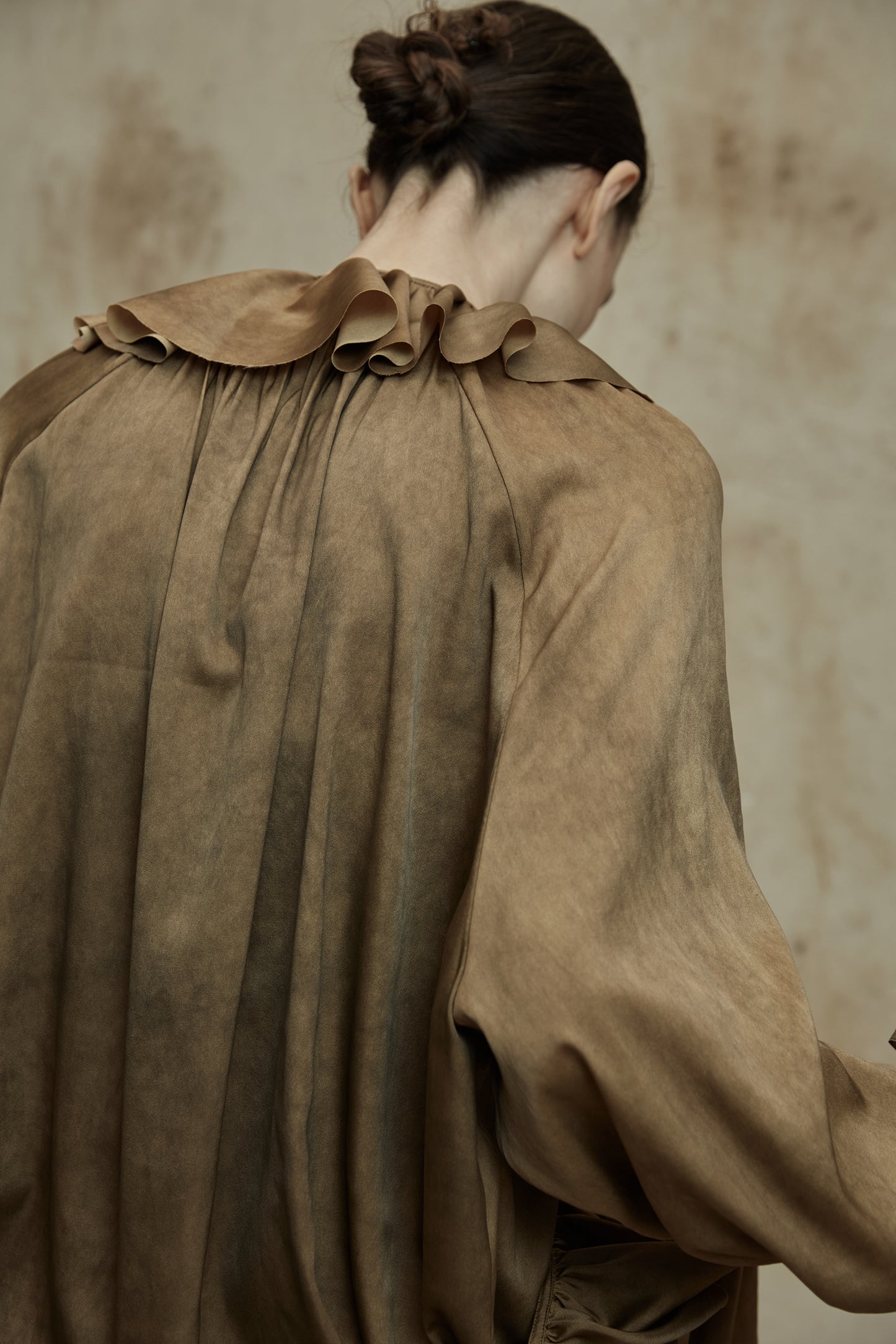 Silk long classic dress Ruffle design