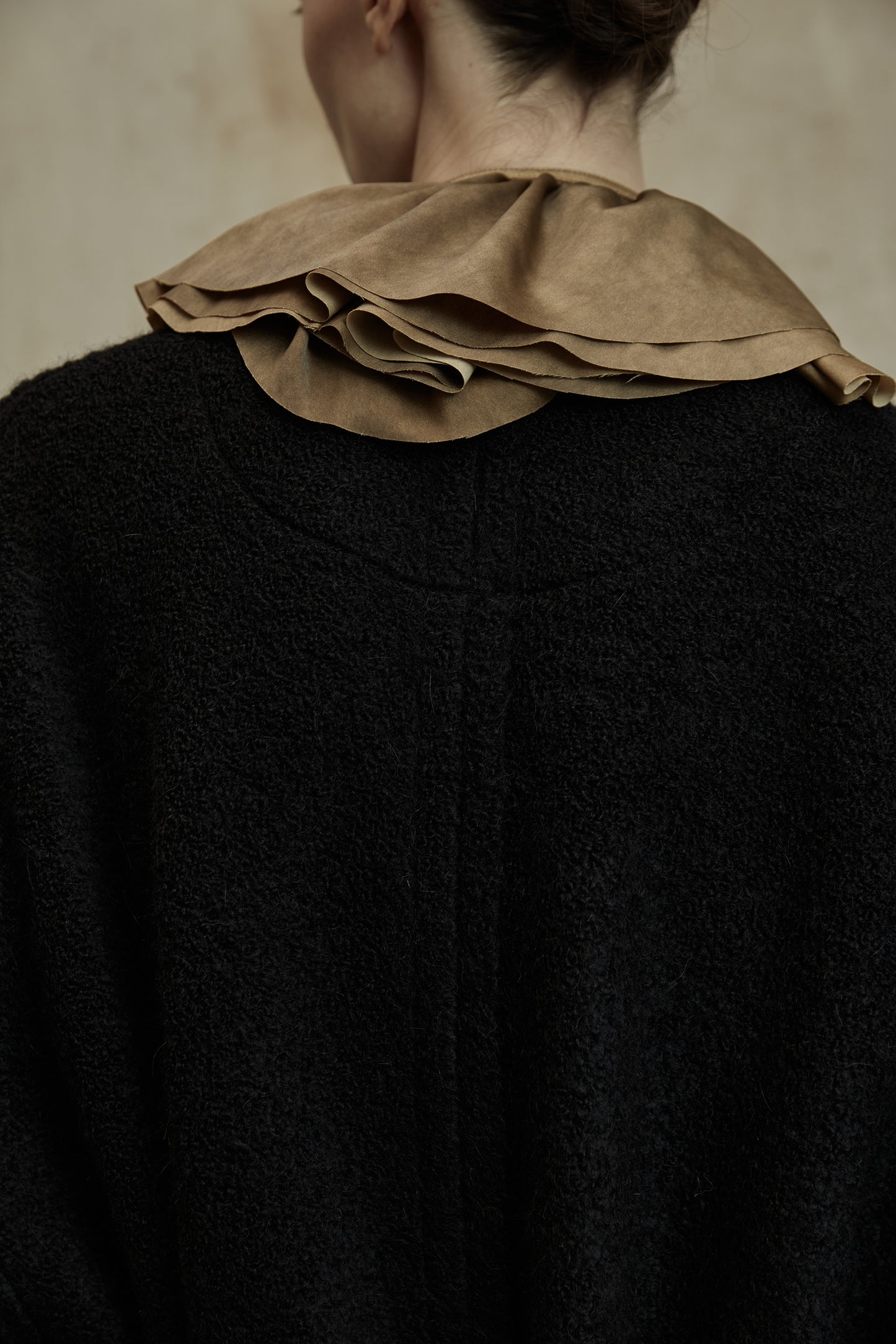 Black Alpaca Wool Loop Coat